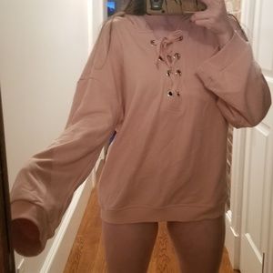 baby pink hoodie